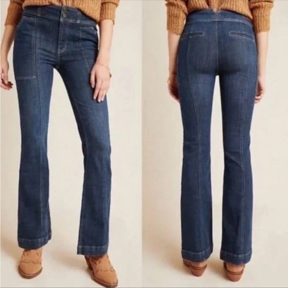 Pilcro And The Letterpress Anthropologie High Rise Trouser Bootcut Jeans Size 30